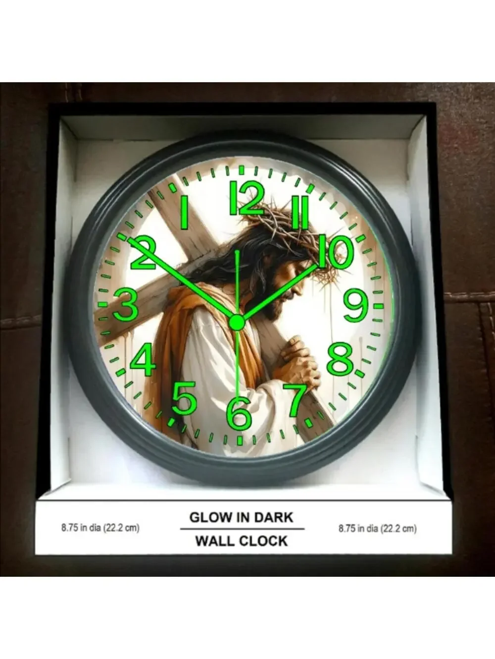 REVERSE TICKING CLOCK Jesus Christ Glow In The Dark Wall Clock New!